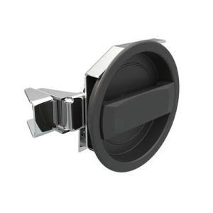 Flush Cam Latch, Medium Size, Turn Clockwise to Latch / Lock, Single or Three - Point Latching, Standard Style Handle, Powder Coat, Black