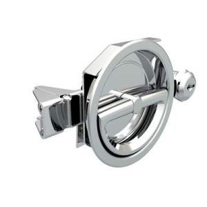 Flush Cam Latch, Medium Size, Turn Counterclockwise to Latch / Lock, Single or Three - Point Latching, Bail Handle Style, Chrome Plated, Bright - Image 1