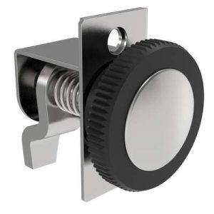 Compression Latch, Self-Adjusting, Medium Size, No Restriction, Black Knob, 2.8-4.4mm Panel, 19.1-28.6mm Grip, Steel, Zinc Plated, Bright Chromate
