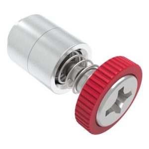 Captive Screw, 4-40 Thread, Flare-in, Phillips Recess, Knurled Red Knob - Image 1
