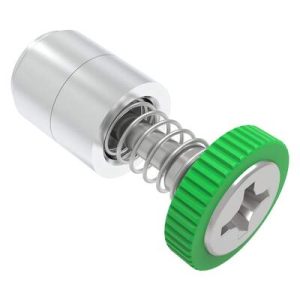 Captive Screw, 4-40 Thread, Press-in, Phillips Recess, Knurled Green Knob - Image 1