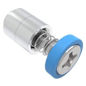 Captive Screw, 4-40 Thread, Flare-in, Phillips Recess, Smooth Blue Knob - Image 1