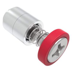 Captive Screw, 4-40 Thread, Flare-in, Phillips Recess, Smooth Red Knob - Image 1