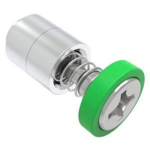 Captive Screw, 4-40 Thread, Flare-in, Phillips Recess, Smooth Green Knob - Image 1