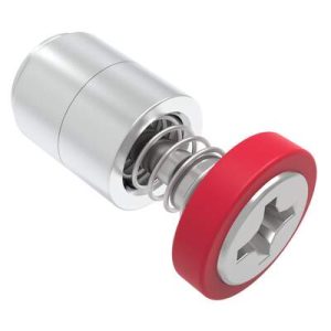 Captive Screw, 4-40 Thread, Press-in, Phillips Recess, Smooth Red Knob