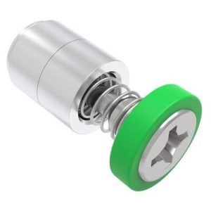 Captive Screw, 4-40 Thread, Press-in, Phillips Recess, Smooth Green Knob - Image 1