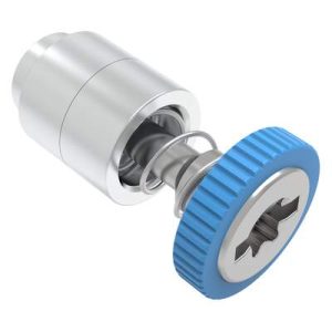 Captive Screw, 6-32 Thread, Flare-in, TORX®/Slot Combination, Knurled Blue Knob - Image 1