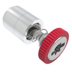 Captive Screw, 6-32 Thread, Press-in, TORX®/Slot Combination, Knurled Red Knob - Image 1