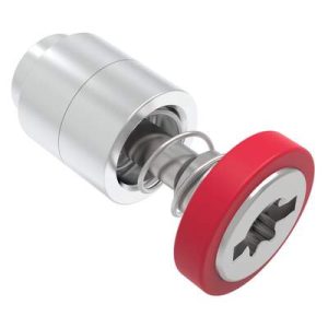 Captive Screw, 6-32 Thread, Flare-in, TORX®/Slot Combination, Smooth Red Knob - Image 1