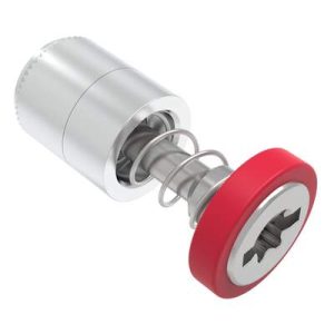 Captive Screw, 6-32 Thread, Press-in, TORX®/Slot Combination, Smooth Red Knob - Image 1