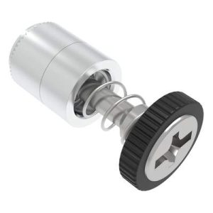 Captive Screw, 6-32 Thread, Press-in, Phillips/Slot Combination, Knurled Black Knob - Image 1