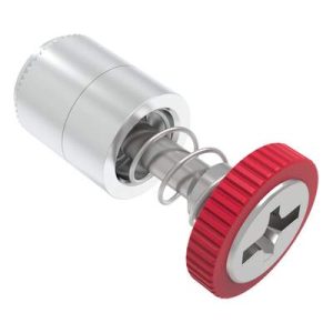 Captive Screw, 6-32 Thread, Press-in, Phillips/Slot Combination, Knurled Red Knob - Image 1