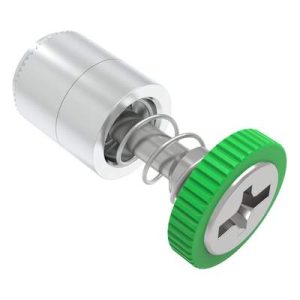 Captive Screw, 6-32 Thread, Press-in, Phillips/Slot Combination, Knurled Green Knob - Image 1