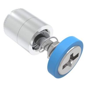 Captive Screw, 6-32 Thread, Press-in, Phillips/Slot Combination, Smooth Blue Knob - Image 1