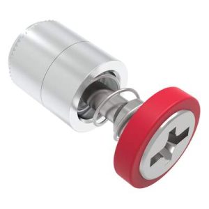 Captive Screw, 6-32 Thread, Press-in, Phillips/Slot Combination, Smooth Red Knob - Image 1
