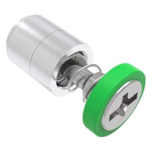 Captive Screw, 6-32 Thread, Press-in, Phillips/Slot Combination, Smooth Green Knob - Image 1