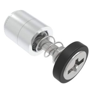 Captive Screw, 6-32 Thread, Press-in, Phillips/Slot Combination, Smooth Black Knob - Image 1