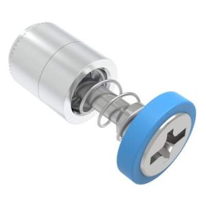 Captive Screw, 6-32 Thread, Press-in, Phillips/Slot Combination, Smooth Blue Knob - Image 1