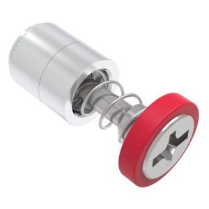 Captive Screw, 6-32 Thread, Press-in, Phillips/Slot Combination, Smooth Red Knob - Image 1