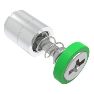 Captive Screw, 6-32 Thread, Press-in, Phillips/Slot Combination, Smooth Green Knob - Image 1