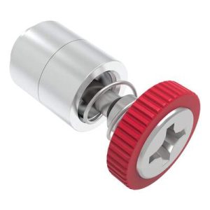 Captive Screw, M3 X 0.5, Flare-in, Phillips Recess, Knurled Red Knob - Image 1
