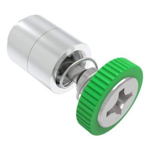 Captive Screw, M3 X 0.5, Flare-in, Phillips Recess, Knurled Green Knob - Image 1
