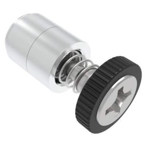 Captive Screw, M3 X 0.5, Press-in, Phillips Recess, Knurled Black Knob - Image 1