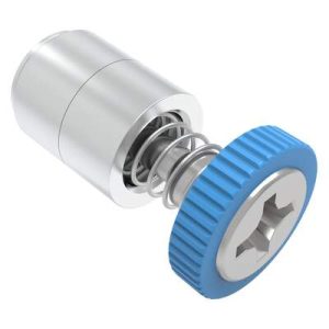 Captive Screw, M3 X 0.5, Press-in, Phillips Recess, Knurled Blue Knob - Image 1