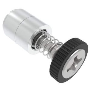 Captive Screw, M3 X 0.5, Press-in, Phillips Recess, Knurled Black Knob - Image 1