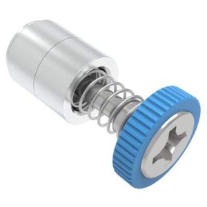 Captive Screw, M3 X 0.5, Press-in, Phillips Recess, Knurled Blue Knob - Image 1