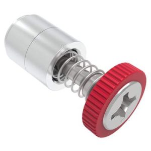 Captive Screw, M3 X 0.5, Press-in, Phillips Recess, Knurled Red Knob - Image 1