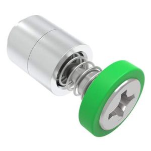 Captive Screw, M3 X 0.5, Flare-in, Phillips Recess, Smooth Green Knob - Image 1