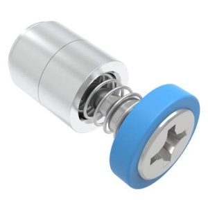 Captive Screw, M3 X 0.5, Press-in, Phillips Recess, Smooth Blue Knob - Image 1