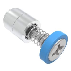 Captive Screw, M3 X 0.5, Press-in, Phillips Recess, Smooth Blue Knob - Image 1