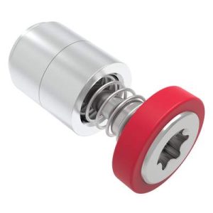 Captive Screw, M3 X 0.5, Press-in, TORX®, Smooth Red Knob - Image 1