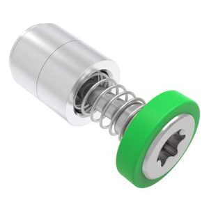 Captive Screw, M3 X 0.5, Press-in, TORX®, Smooth Green Knob - Image 1