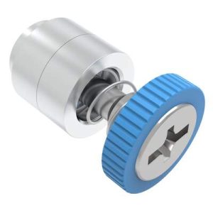 Captive Screw, M4 X 0.7, Flare-in, Phillips/Slot Combination, Knurled Blue Knob - Image 1
