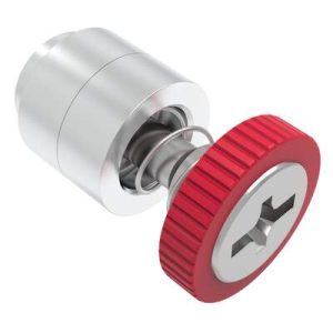 Captive Screw, M4 X 0.7, Flare-in, Phillips/Slot Combination, Knurled Red Knob - Image 1