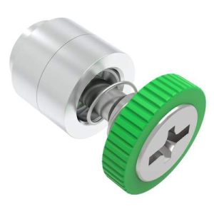 Captive Screw, M4 X 0.7, Flare-in, Phillips/Slot Combination, Knurled Green Knob - Image 1