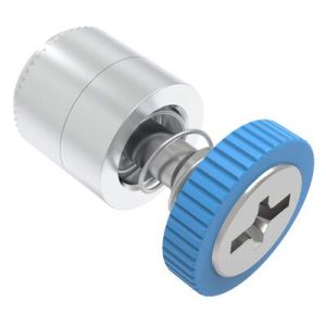 Captive Screw, M4 X 0.7, Press-in, Phillips/Slot Combination, Knurled Blue Knob - Image 1