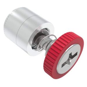 Captive Screw, M4 X 0.7, Press-in, Phillips/Slot Combination, Knurled Red Knob - Image 1