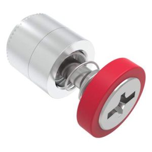 Captive Screw, M4 X 0.7, Press-in, Phillips/Slot Combination, Smooth Red Knob