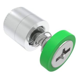 Captive Screw, M4 X 0.7, Press-in, Phillips/Slot Combination, Smooth Green Knob - Image 1