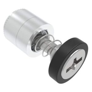 Captive Screw, M4 X 0.7, Press-in, Phillips/Slot Combination, Smooth Black Knob - Image 1