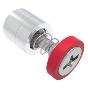 Captive Screw, M4 X 0.7, Press-in, Phillips/Slot Combination, Smooth Red Knob - Image 1