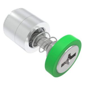 Captive Screw, M4 X 0.7, Press-in, Phillips/Slot Combination, Smooth Green Knob - Image 1