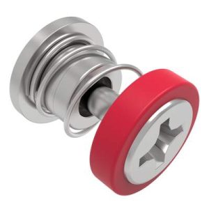 Captive Screw, 4-40 Thread, Press-in, Phillips Recess, Smooth Red Knob - Image 1