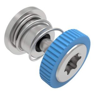 Captive Screw, 4-40 Thread, Press-in, TORX®, Knurled Blue Knob - Image 1