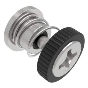 Captive Screw, M3 X 0.5 Thread, Press-in, Phillips Recess, Knurled Black Knob - Image 1