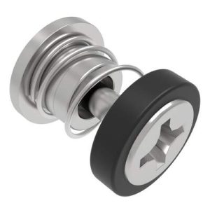 Captive Screw, M3 X 0.5 Thread, Press-in, Phillips Recess, Smooth Black Knob - Image 1